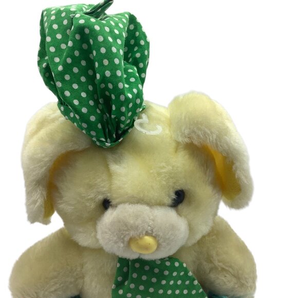 Vtg 1982 A&B Novelty Co. Plush Bunny Toy Green Polka Dot Hat Tie Stuffed Animal - Picture 8 of 10